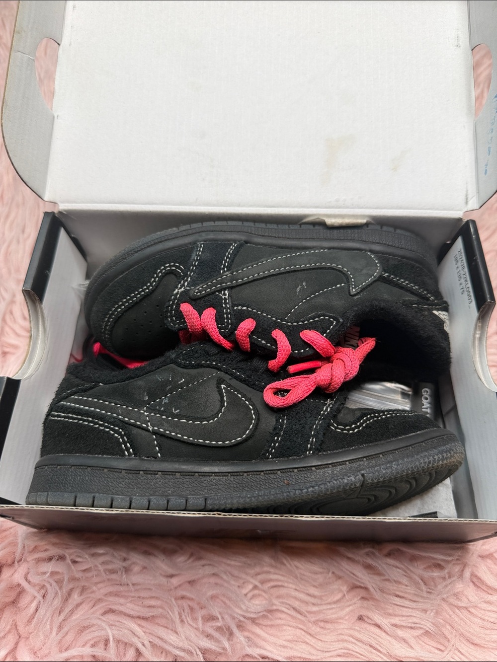 Kids Black Sneakers with Pink Laces - Classic Casual Shoe